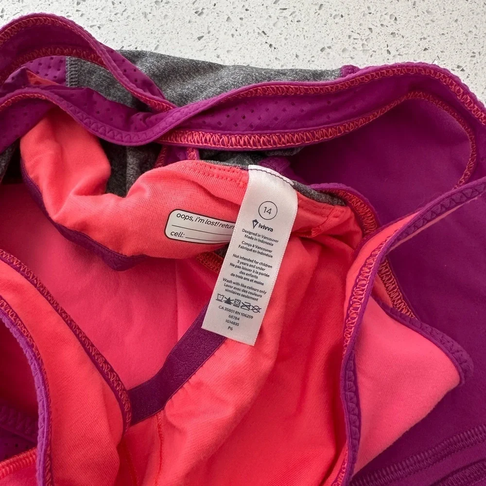 Ivivva Pink and Purple Striped Top and capris lot 14 EUC
